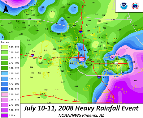 July 10-11, 2008 rainfall map.