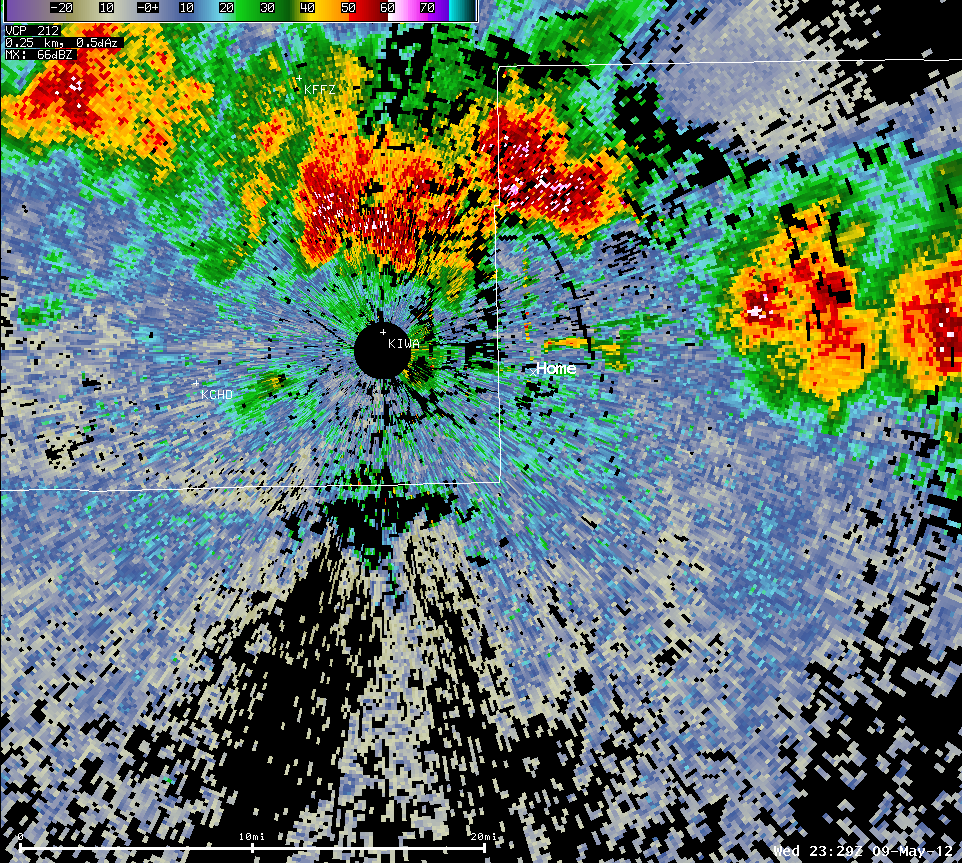 Phoenix radar reflectivity image at 4:29pm May 9, 2012