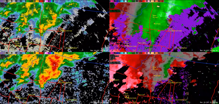 Radar view of tornadic thunderstorm.