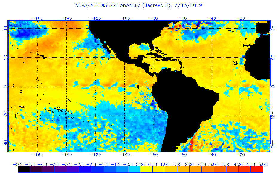 Sea Surface Temperature Anomaly Mid July