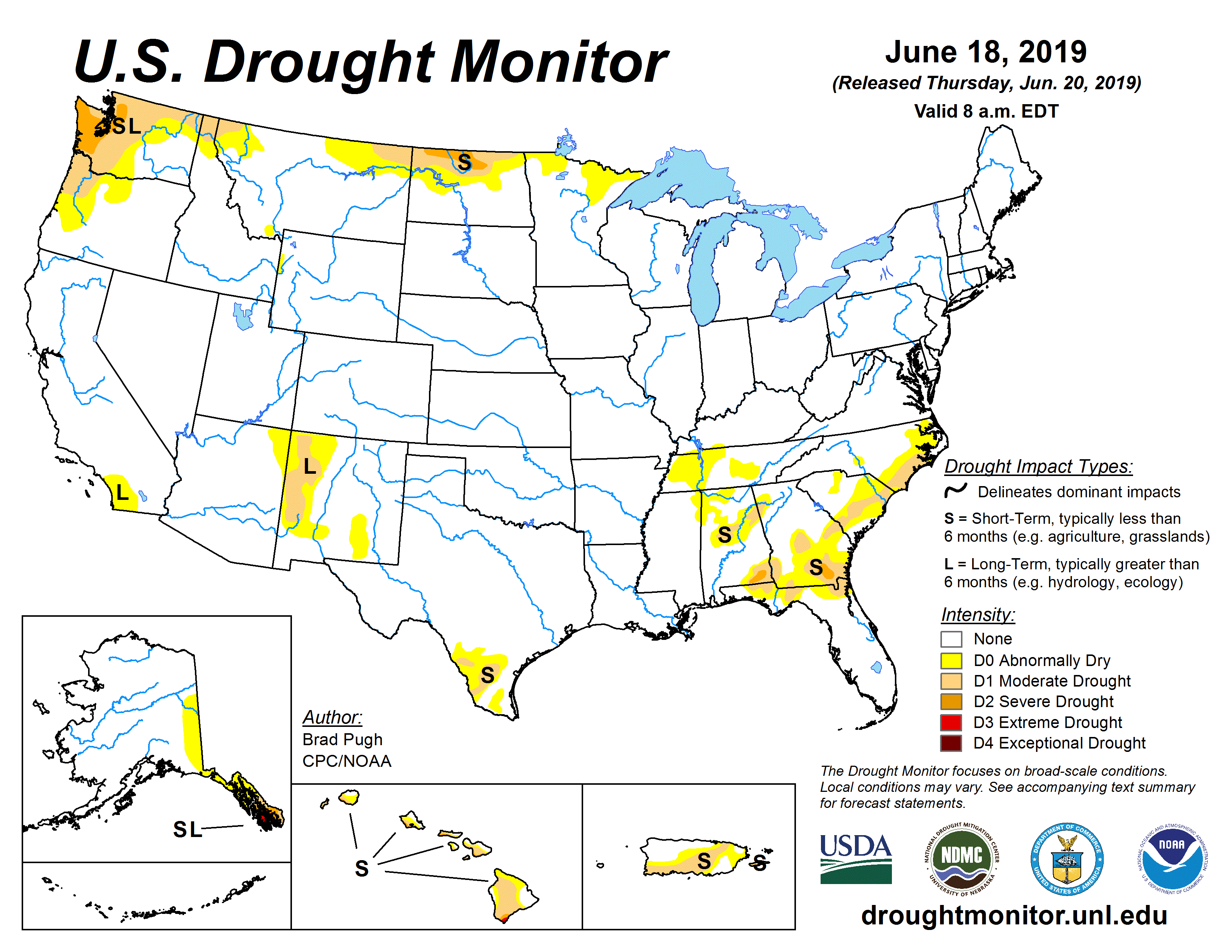US Drought Monitor Before and After Monsoon 2019