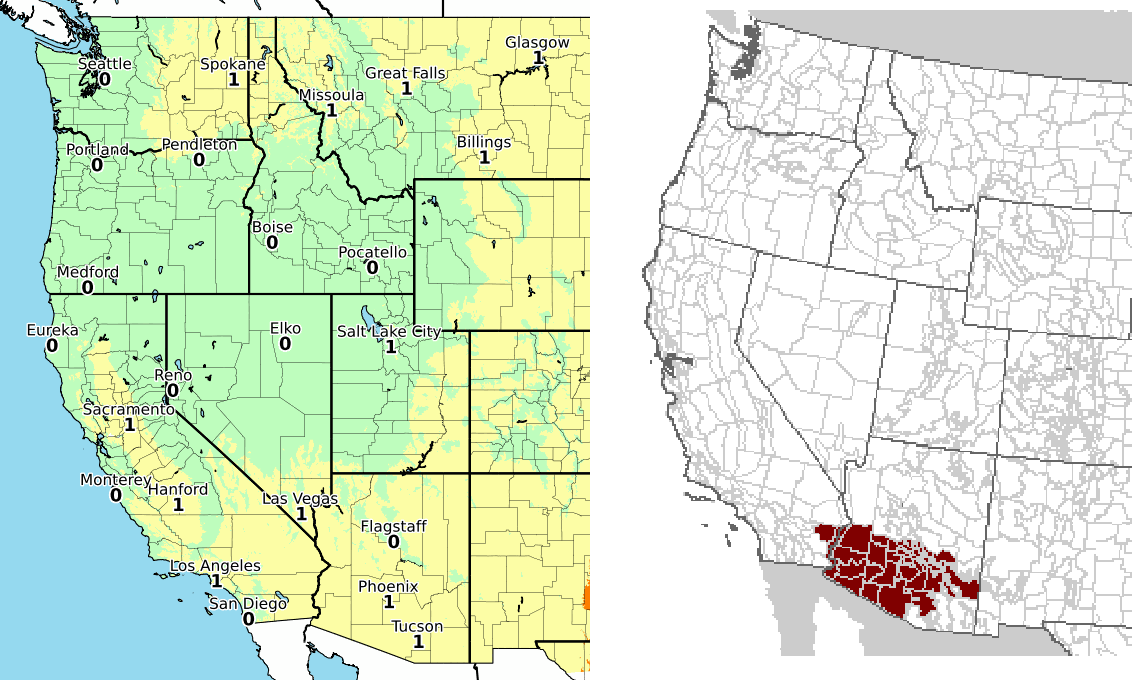 HeatRisk and NWS Alerts in June 2017