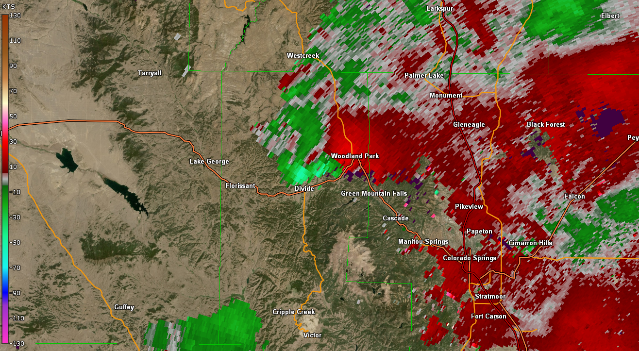 Radar Velocity June 17 2025 at 1238 PM MDT