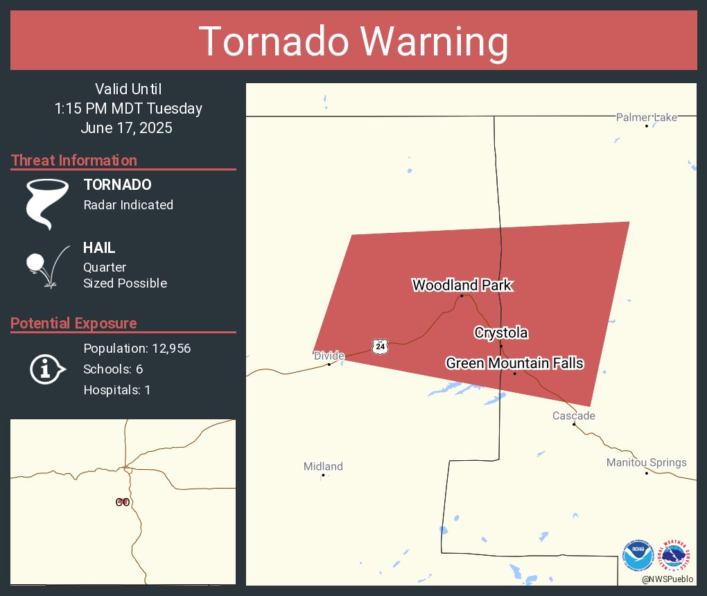 Teller County Tornado Warning