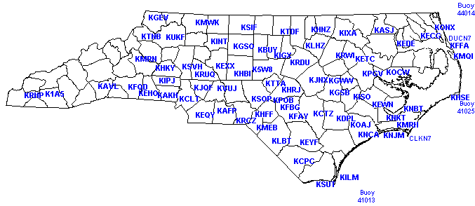 Map of observation locations