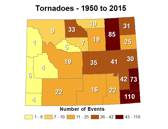 Wyoming Tornado Statistics from 1950 to 2015