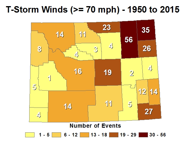 Wind Statistics GTE 70 MPH