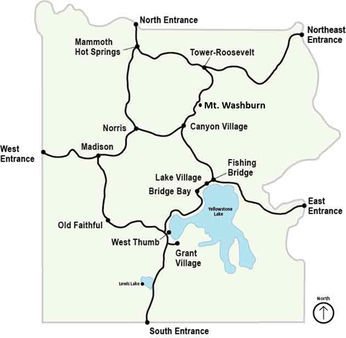 Map of Yellowstone National Park