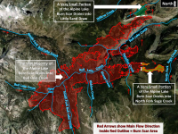 Detailed View of Alpine Lake Burn Scar Drainage
