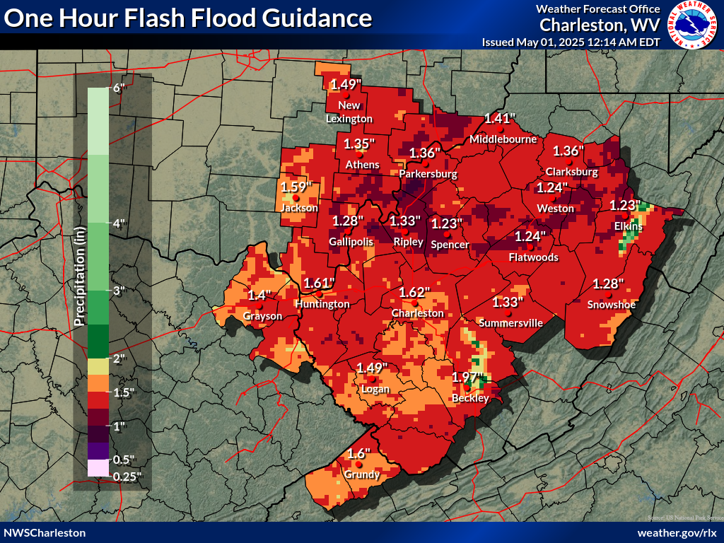 1 Hour Flash Flood Guidance