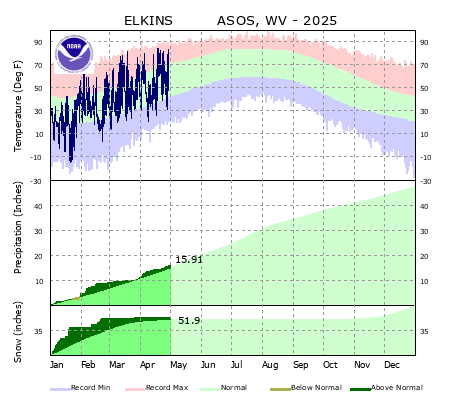 the thumbnail image of the Elkins, WV Climate Data
