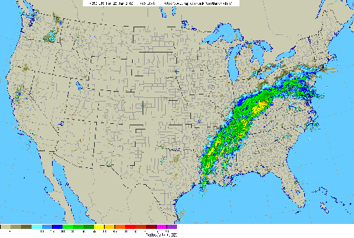 Figure 3- Radar map from 11 PM, Sunday, January 22, 2006.