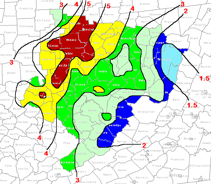 Total 48 hour precipitation from Ivan