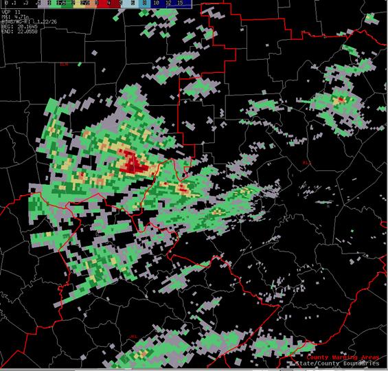 Radar Derived Storm Total Precipitation