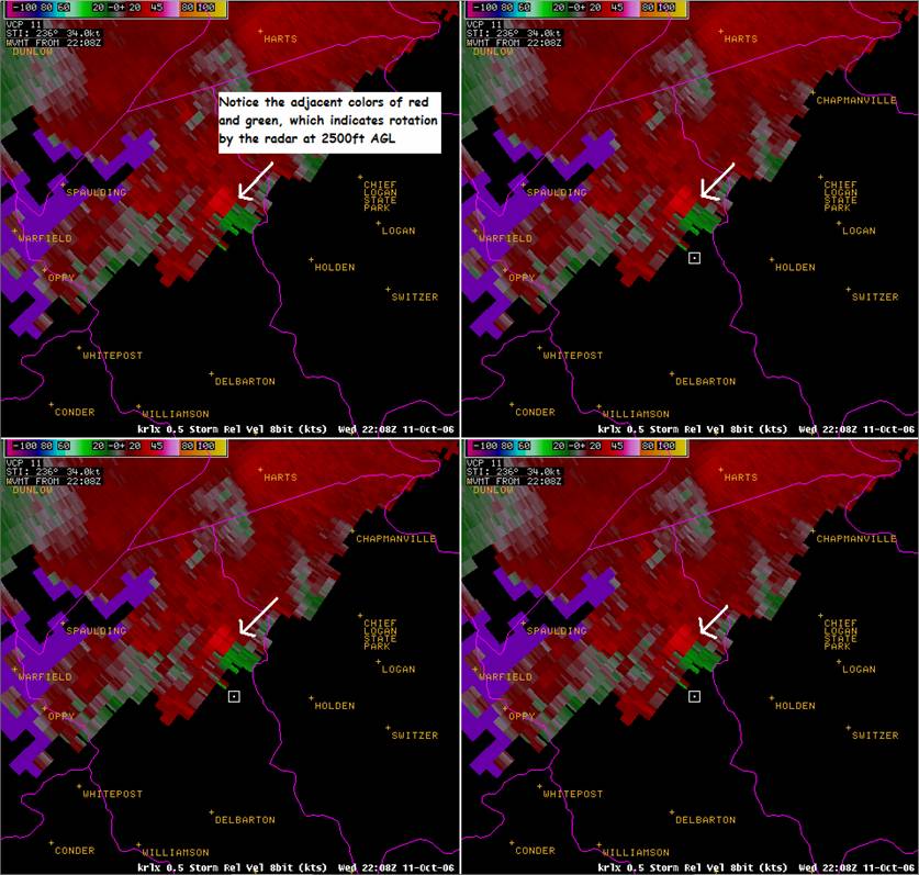 Storm Relative Velocity Data from KRLX WSR-88D