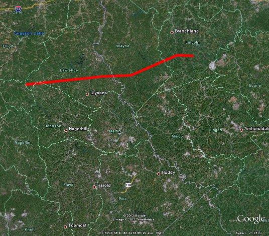 Tornado Path 53 mi long.