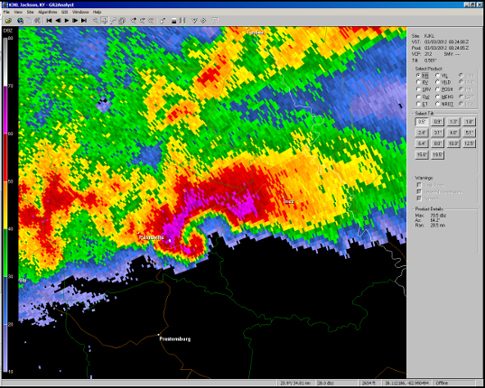 Hook echo seen from the Jackson, KY WSR-88D