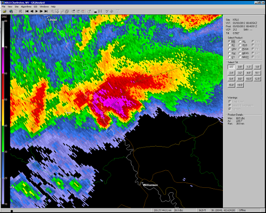 Hook echo over Mingo county base reflectivity