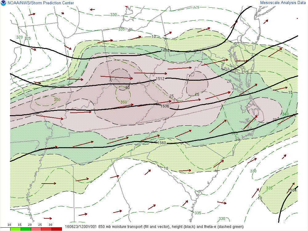 Precipitable Water at 4pm June 23rd, 2017