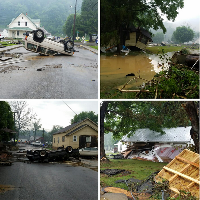 Photo Collage of flood damage in White Sulphur Springs, WV