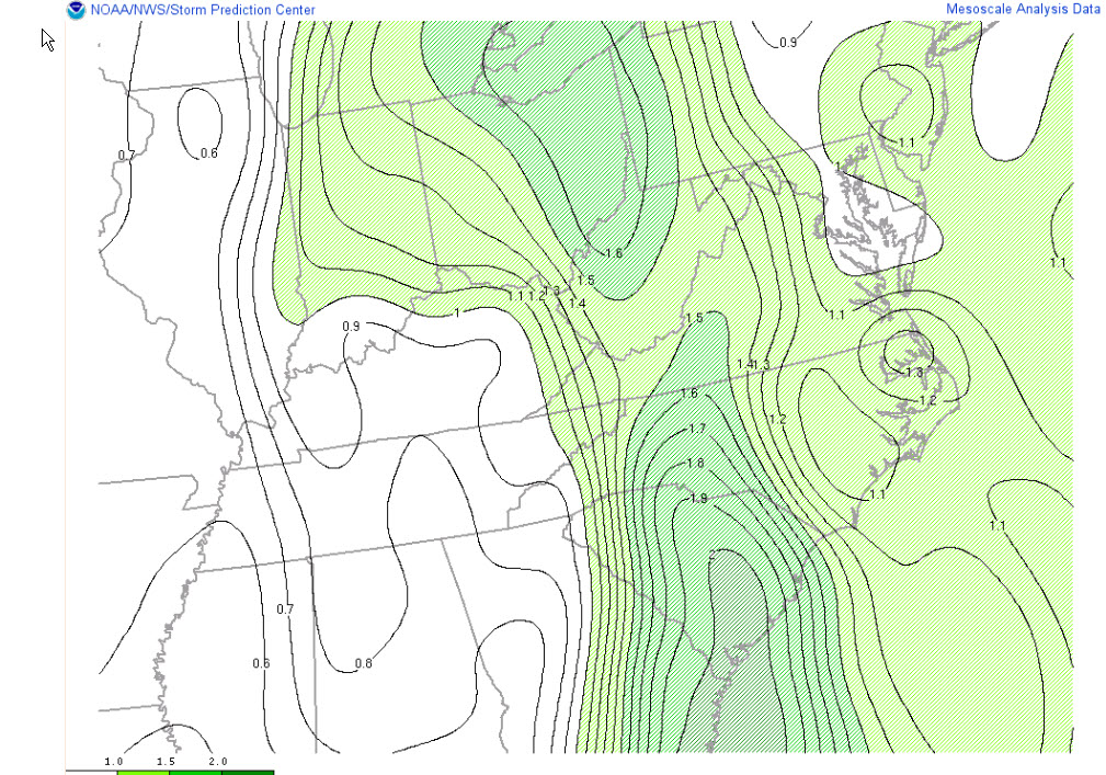 PWAT at 20z Oct 23rd