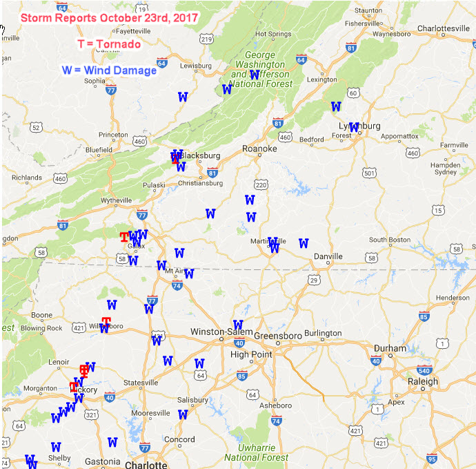 Tornado and Wind Reports Map