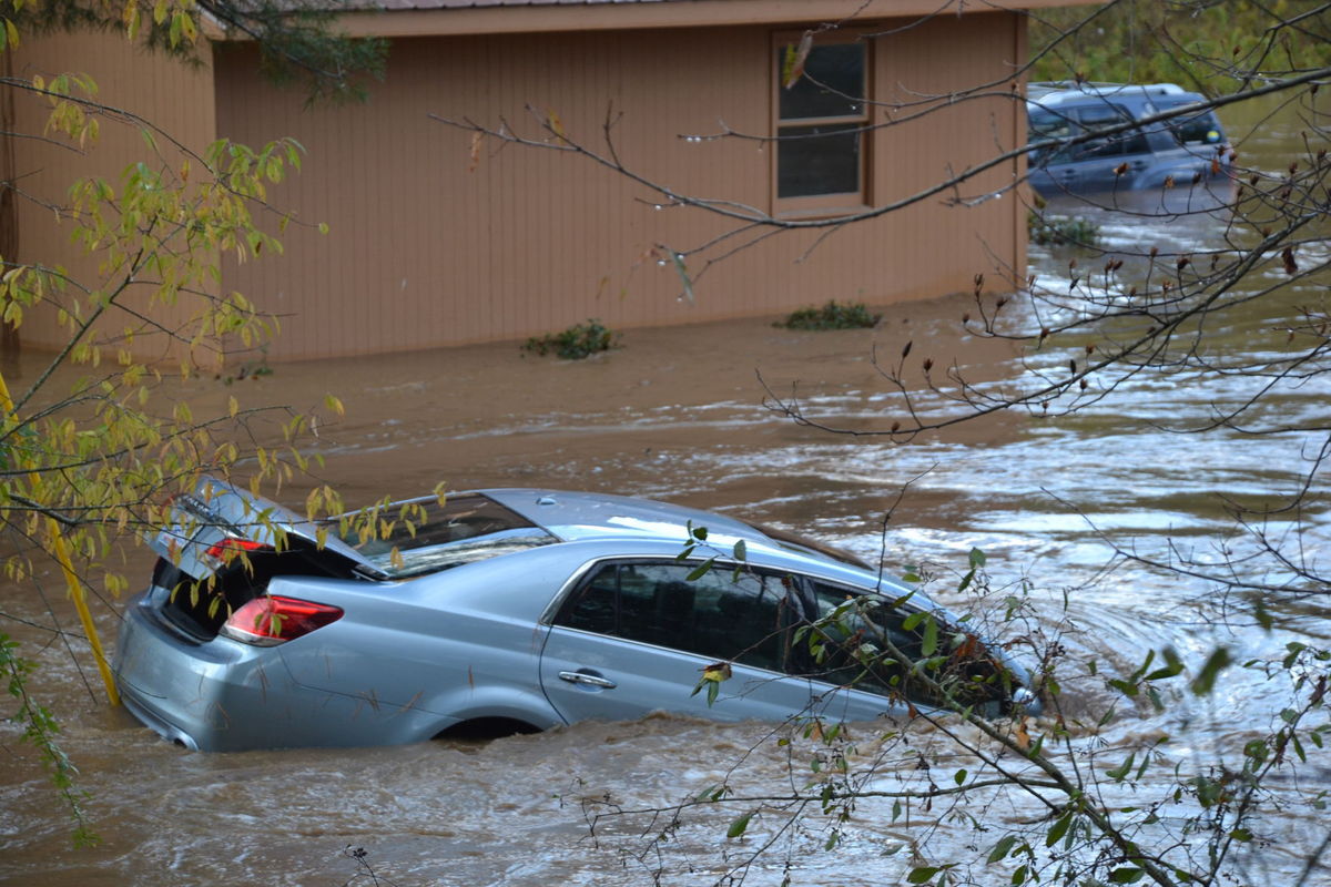 Submerged Vehicle near Boone (Photo by Kayla Lasure Watauga Democrat)