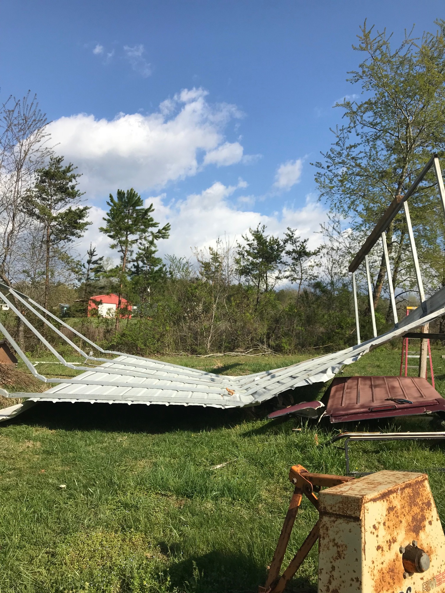 Roof blown off garage