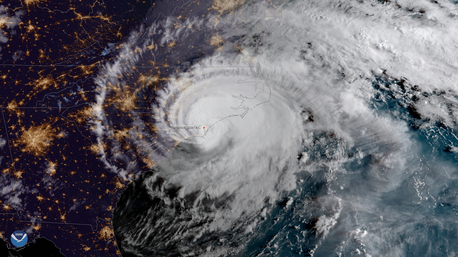 Satellite Image of Florence Making Landfall on the NC Coast
