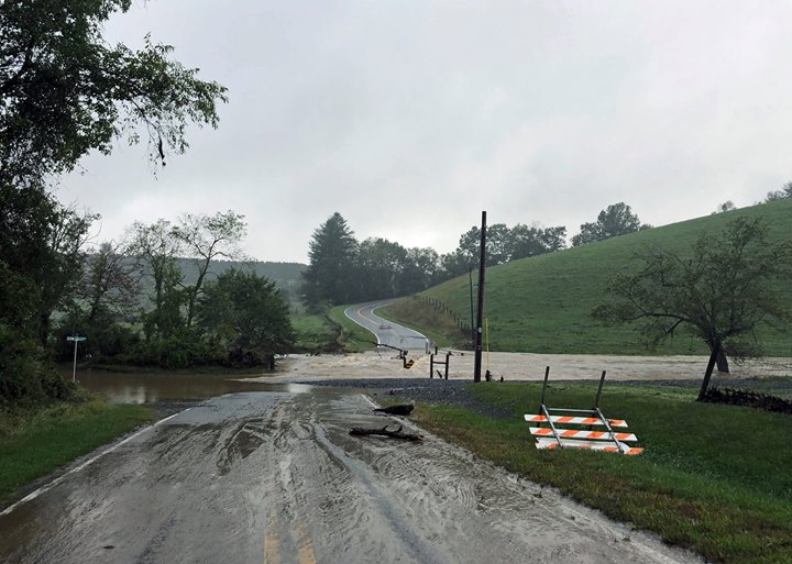 Brush Creek flooded in Glade Valley, NC