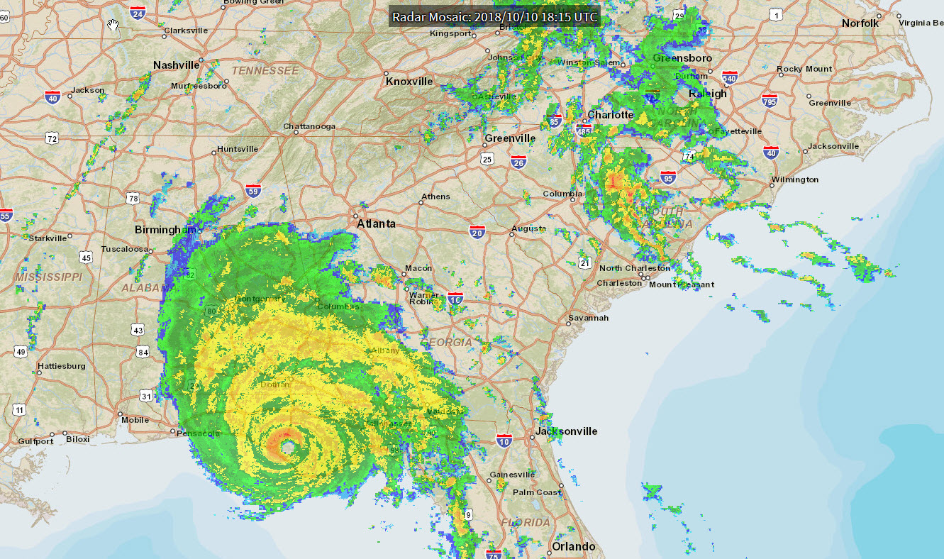 Radar image of Michael near landfall