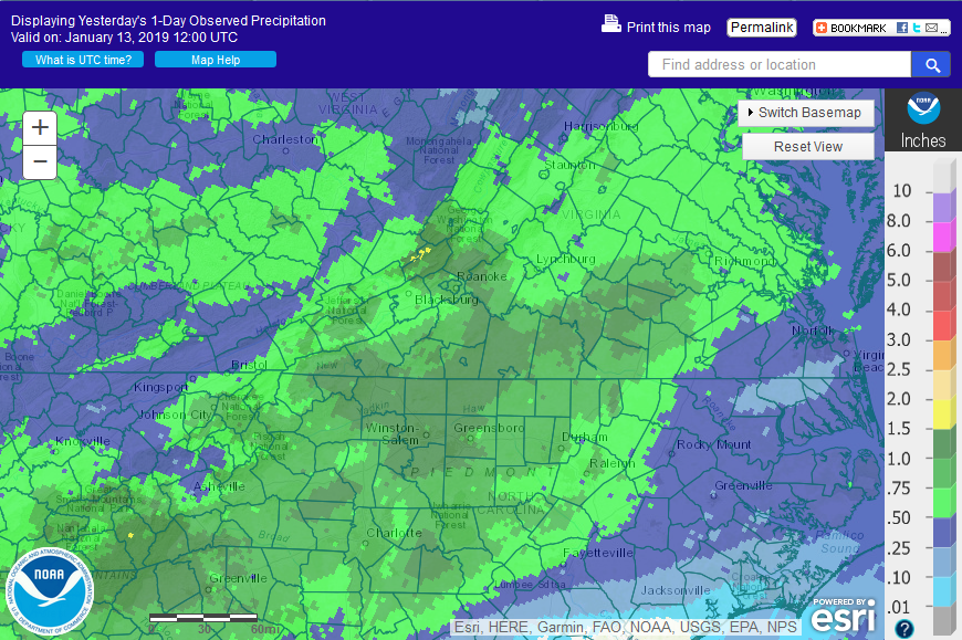 Liquid Precipitation from Jan 12th-13th