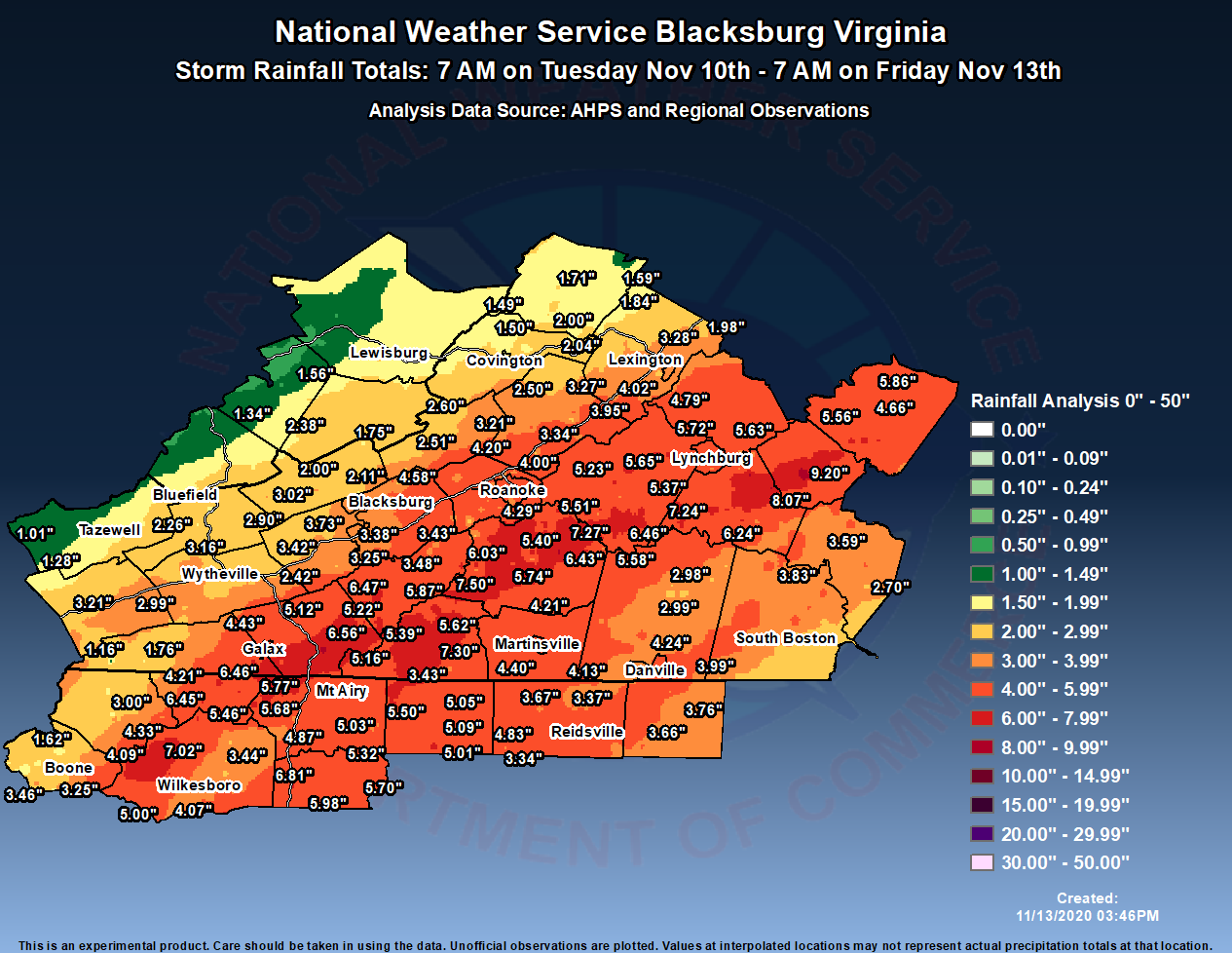 Total Rainfall for November 2020 event