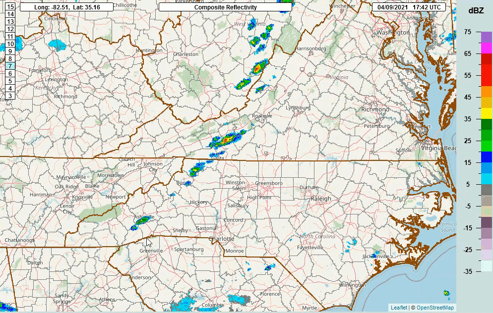 Radar loop for April 9th 2021