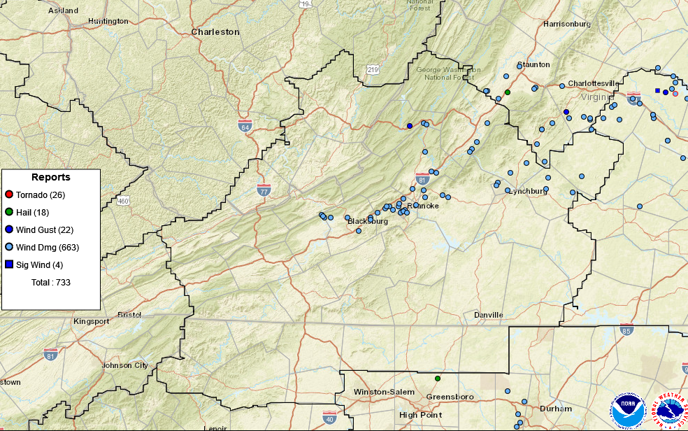 Plot of Severe Weather May 4th, 2021