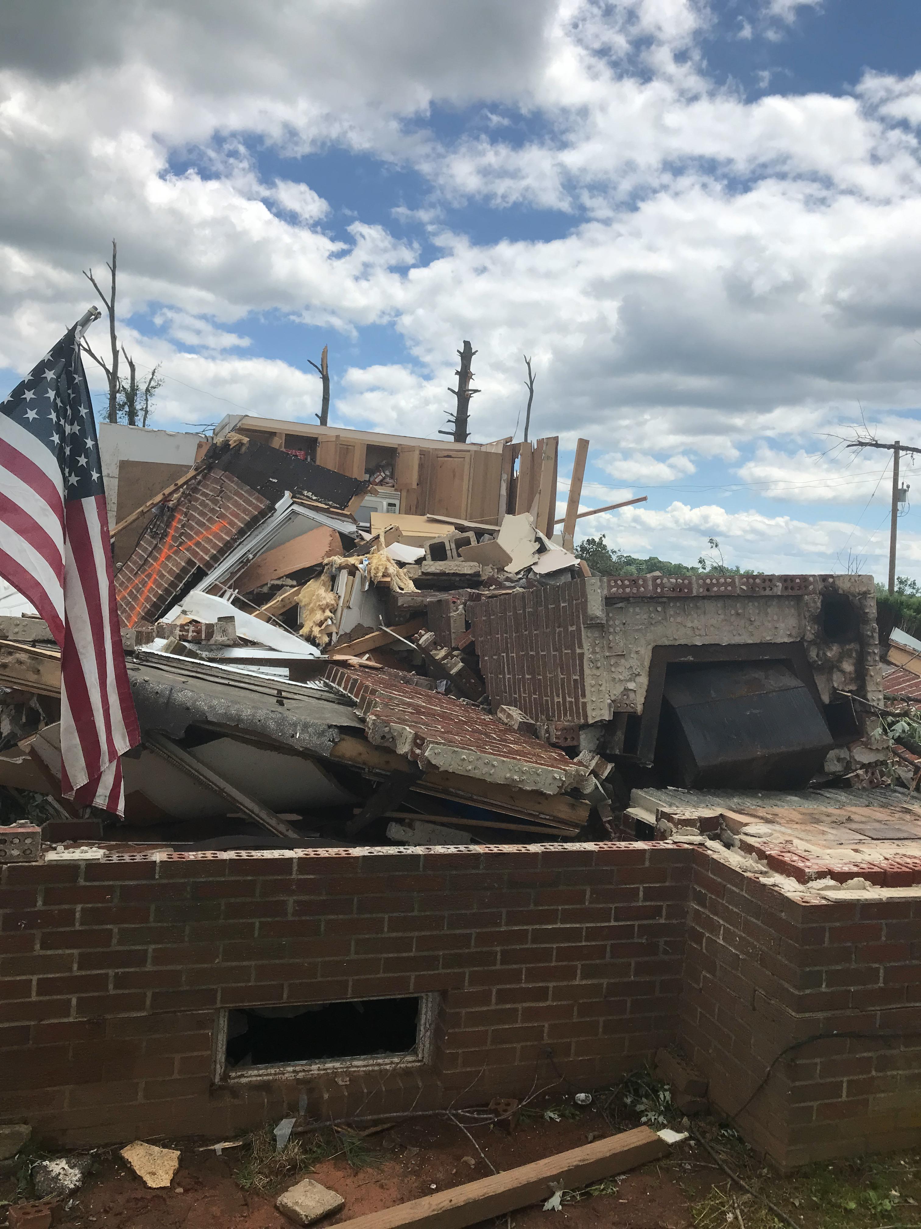 Zoomed in Photo of Destroyed Home near Goode, VA