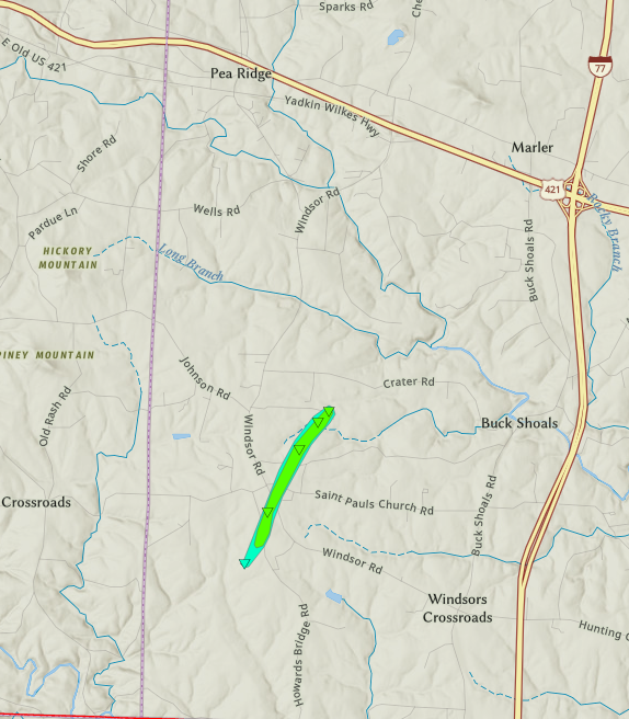 Track Map of Yadkin County, NC