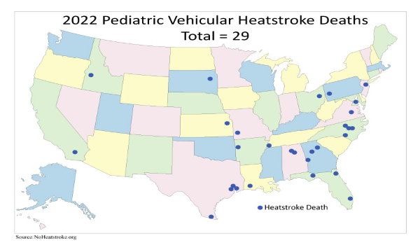 Heat stroke deaths by children in 2022