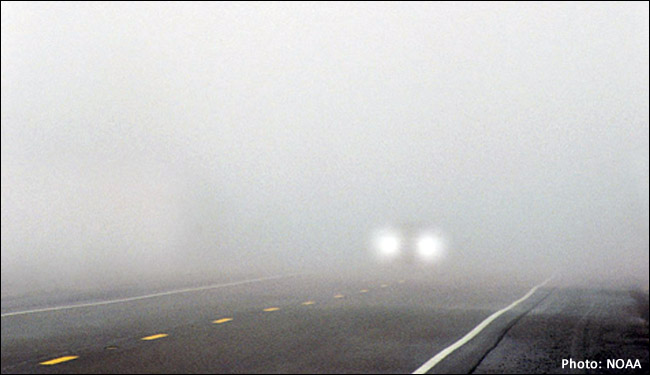 What lights to use when driving in fog or hazardous conditions