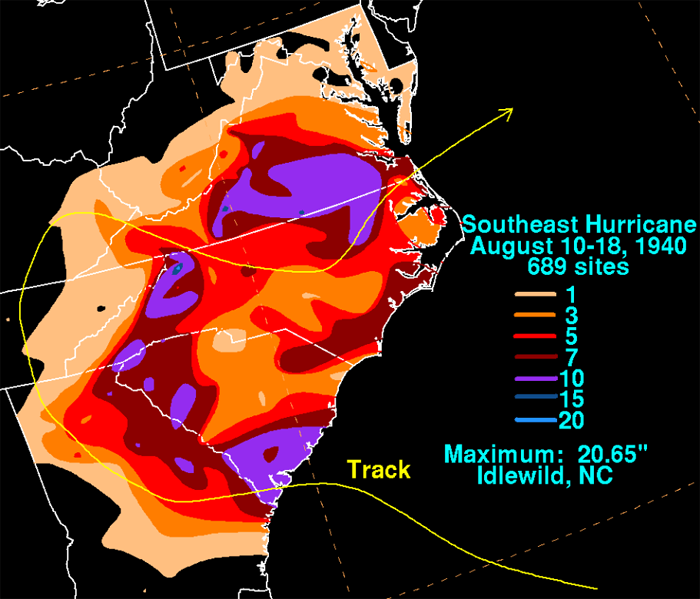 Total rainfall map of the event across the area