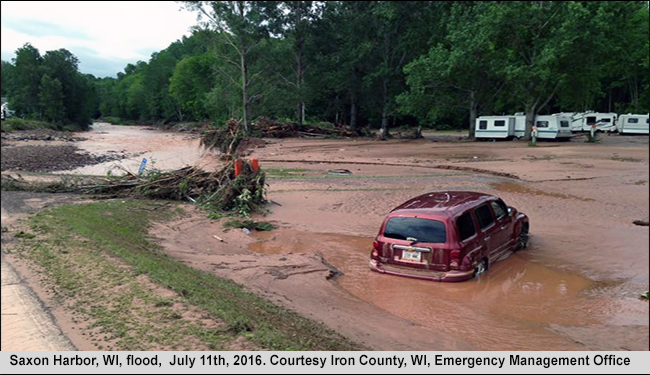 Saxon Harbor WI flood July 2016
