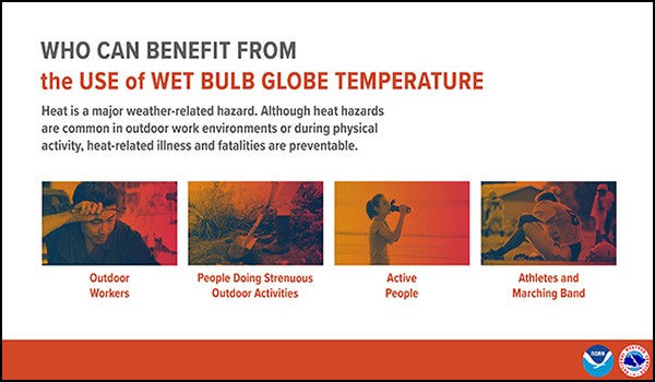 Who can benefit from the use of Web bulb globe temperature: outdoor workers, active people athletes and marching bands