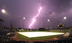 lightning over baseball field