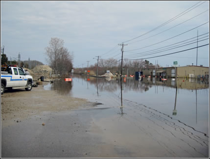 Flooding of Chapman Pond in Westerly RI resulted in a large stretch of Route 91 being inundated for an extended period of time. This photo was taken on April 6th, about a week after the heavy rains had ended, NOAA
