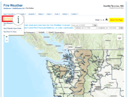 This image is of the Fire Weather homepage for the National Weather Service forecast office in Seattle, Washington. The link highlighted in the red box takes you to a more localized version of the initial Spot Request page.