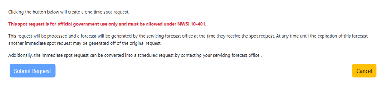 As the final step in completing the spot request, this image displays the Submit Request button.