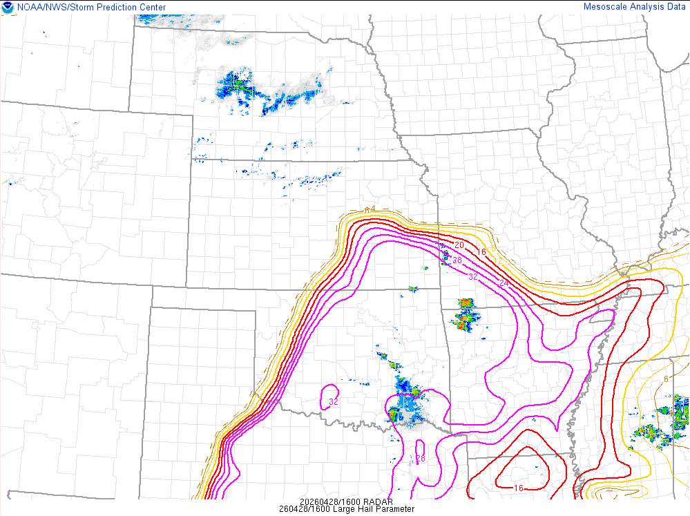 Large Hail Parameter map.