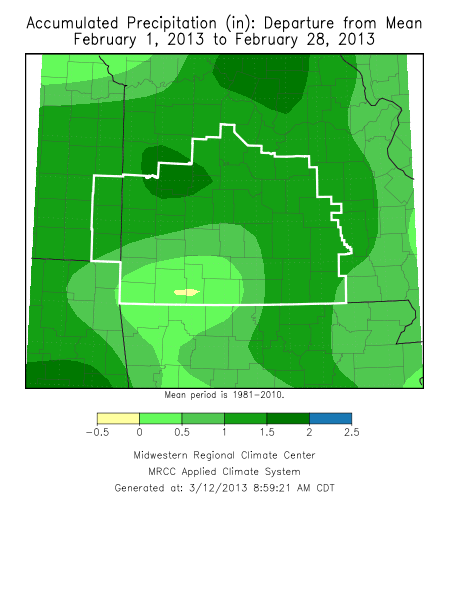 February 2013 Precipitation Departure from Normal