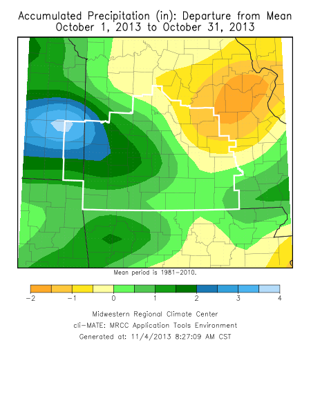 October 2013 Precipitation Departure from Normal