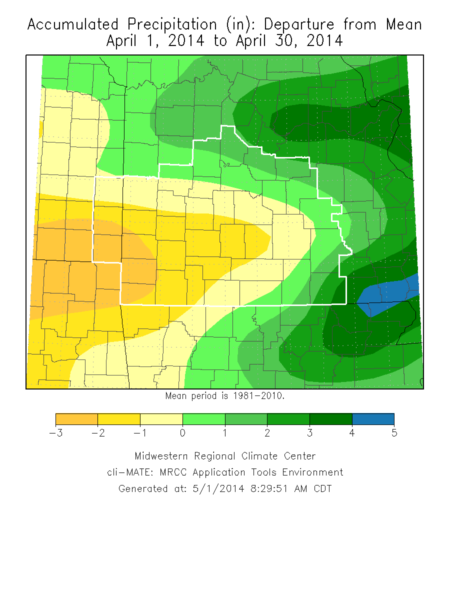 April 2014 Precipitation Departure from Normal